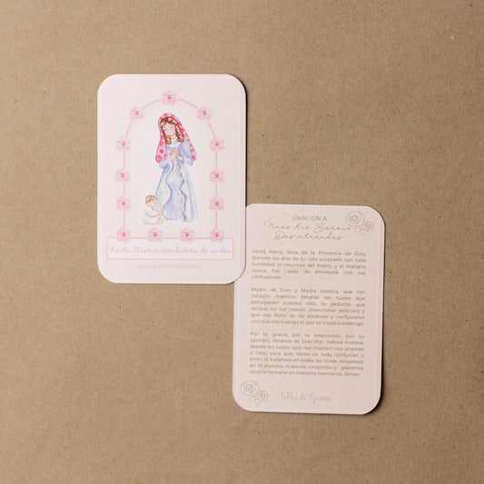 Tarjeta de Oración "María Desatanudos" (Pack de 4)