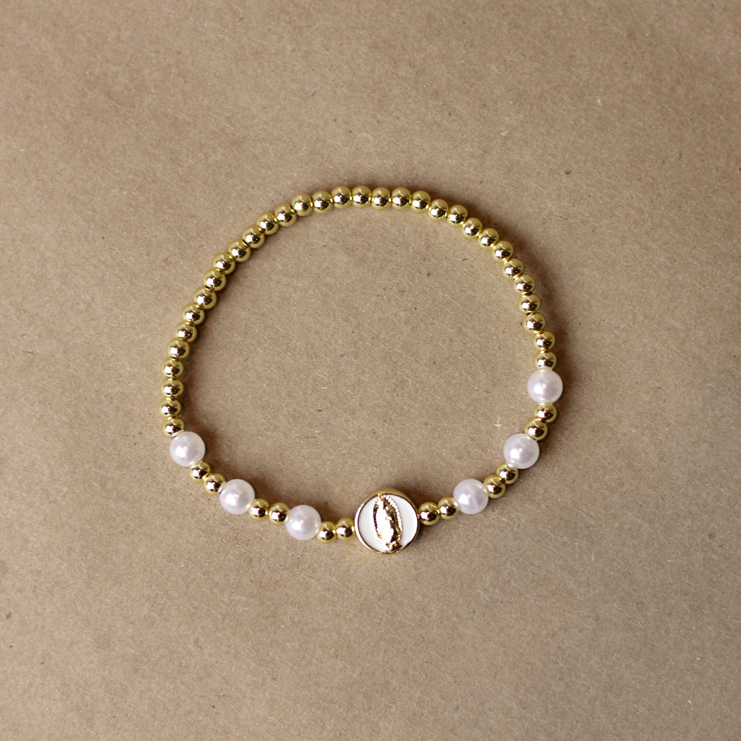 Pulsera Virgen de Guadalupe con Perlas