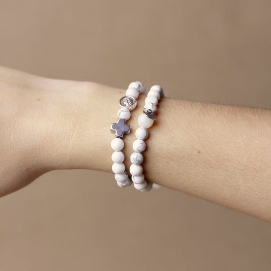 Gospa Rosario Pulsera Blanco